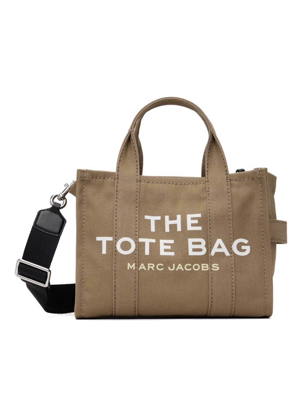 Marc Jacobs Khaki Canvas The Tote Bag with Black Strap
